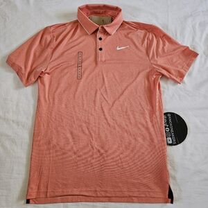 Nike Dri-Fit Tour Piping Polo Coral Golf Shirt FZ7497-844 Men's Size Small